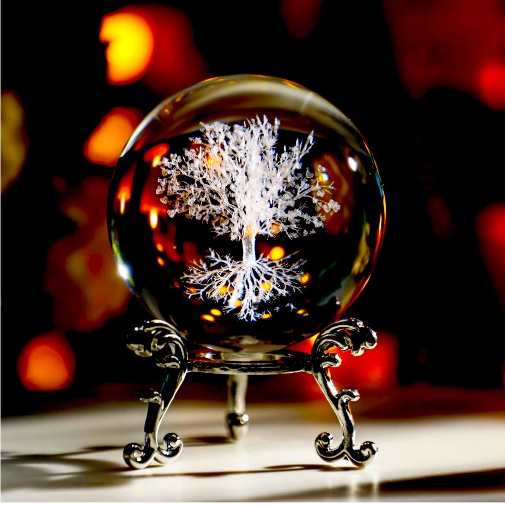 Bundle of home decor including a lamp and glass balls.